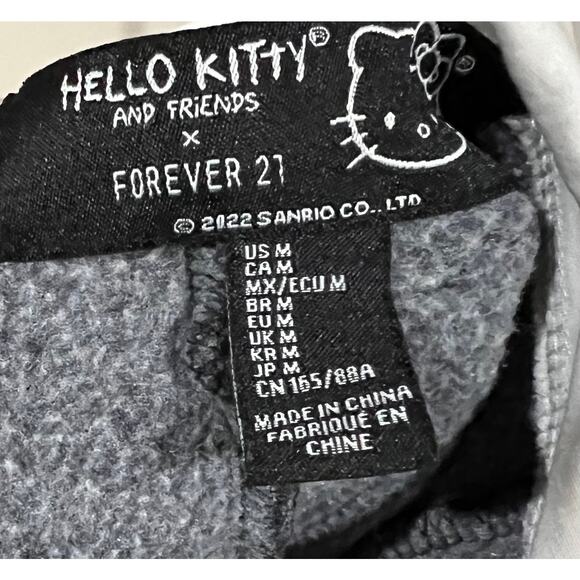 Hello Kitty & Forever 21 Collared Sweatshirt Top Washed Black Pullover Women’s M - Picture 8 of 9